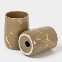 Набор аксессуаров для ванной комнаты SAVANNA &laquo;Гроза&raquo;, 4 предмета, мыльница, дозатор для мыла, 2 стакана, коричневый