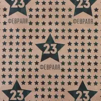 Бумага упаковочная крафтовая «Звёзды», 23 февраля, 50 х 70 см