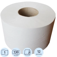 Бумага туалетная д/дисп Первая цена 1сл сер втул 130м 12рул/уп_130G1_СПБКЗН