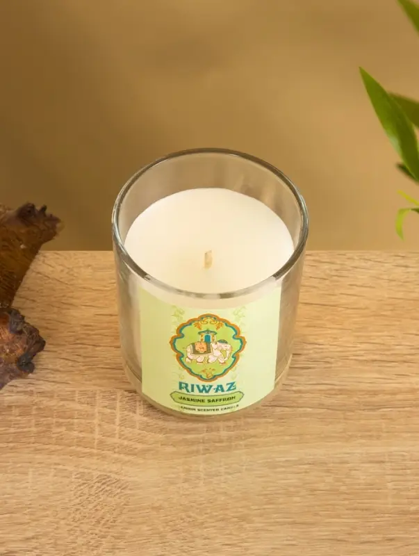Свеча ароматическая в стекле "Жасмин и Шафран" соевый воск 120гр