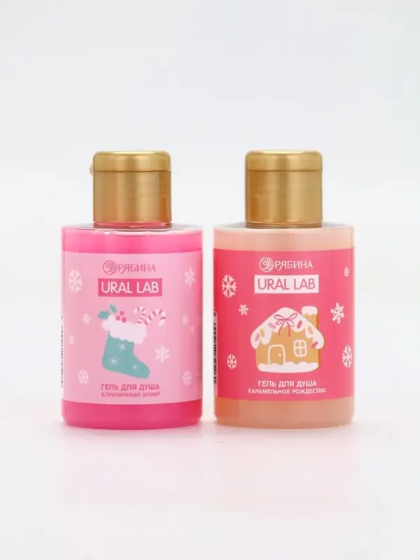 Подарочный набор новогодний «Сладкого года», гель для душа 2 шт и мочалка для тела, URAL LAB