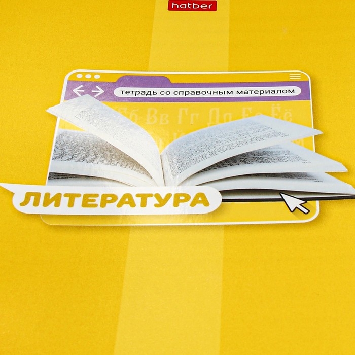 Тетрадь предметная "Яркая цветная", 48 листов в линию "Литература", обложка мелованный картон, выборочный лак, со справочным материалом