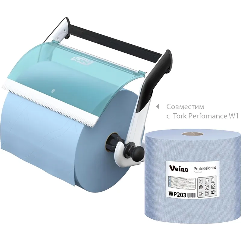 Бумага протирочная Veiro 2сл.500лx6рул/уп, съем.втул,синий WP203