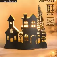 Фигурка светящаяся RISALUX &laquo;Вечерний город&raquo;, LED-ночник, 3&times;ААА, чёрный, 10.8&times;19.5&times;20 см