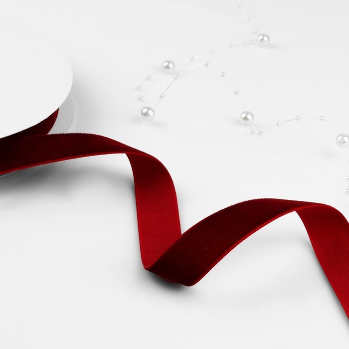 Лента бархатная, 20 мм, 18 ± 1 м, цвет бордовый №43 Лента бархатная, 20 мм, 18 ± 1 м, цвет бордовый №43