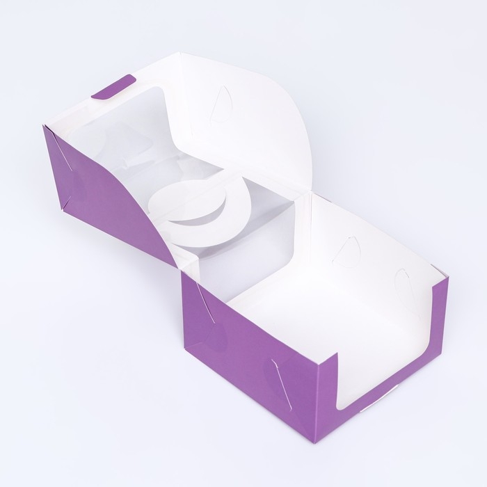 Коробка под бенто-торт с окном, сиреневый, 14 х 14 х 8 см Коробка под бенто-торт с окном, сиреневый, 14 х 14 х 8 см