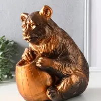 Копилка для денег &laquo;Медведь с бочонком&raquo;, гипс под бронзу, 29&times;20&times;25 см