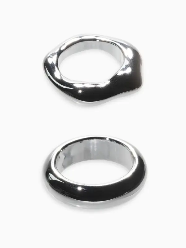 Кольцо пластик «Стиль», набор 2 шт. размер 17, цвет серебро Кольцо пластик «Стиль», набор 2 шт. размер 17, цвет серебро