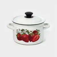Кастрюля эмалированная, 3 л, d=19.2 см, с крышкой, белая