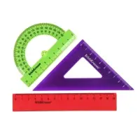 Набор геометрический малый ErichKrause Reef: линейка, угольник, транспортир, МИКС