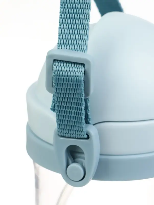 Поильник - непроливайка детский с силиконовой трубочкой и грузиком, от 9 мес., 350 мл., на ленте, цвет голубой, Крошка Я