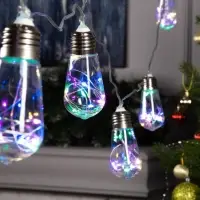 Гирлянда &laquo;Нить&raquo; 3 м с насадками &laquo;Лампа&raquo;, IP20, прозрачная нить, 80 LED, свечение мульти, 8 режимов, 220 В