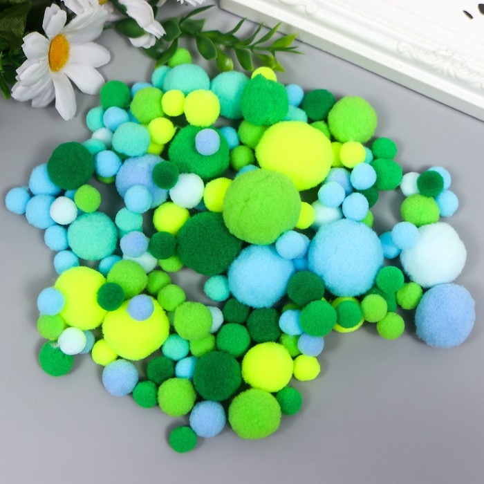 Декор для творчества Декор для творчества "Помпончики. Морская волна" d=1-3 см набор 135 шт