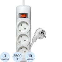 Сетевой фильтр PROGIX PG344 3р/10м/3,5кВт/16А заземление, белый, ПВС 3х1.5