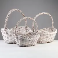 Набор корзин плетеных, 42x30x13/17/36 см, 35x26x10/15/32 см, 30x20x9/13/27 см, 3 шт, ива Набор корзин плетеных, 42x30x13/17/36 см, 35x26x10/15/32 см, 30x20x9/13/27 см, 3 шт, ива
