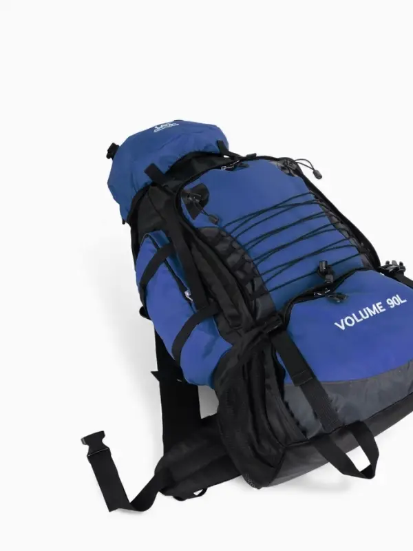 Рюкзак туристический, 90 литров, 6 наружных карманов, шнуровка, синий