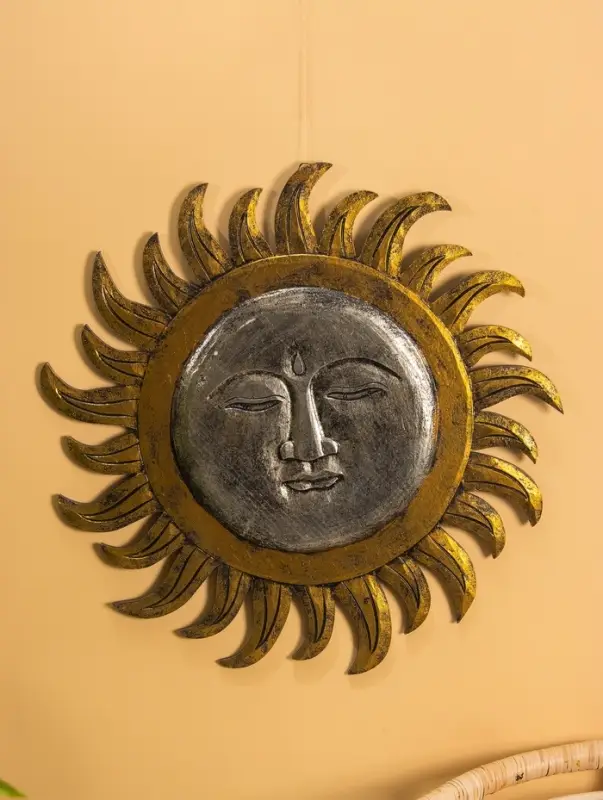 Панно "Солнце" МДФ, 60х60х2 см, цв. золото/серебро