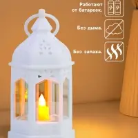 Светодиодная свеча в подсвечнике RISALUX &laquo;Фонарь изыска&raquo;, LED-ночник, от батареек 3&times;LR44, белый, 6.3&times;5.5&times;11.5 см
