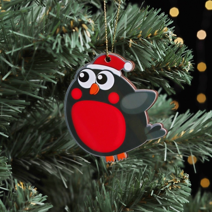 Ёлочная игрушка двусторонняя Ёлочная игрушка двусторонняя "Снегирь", 9х6 см
