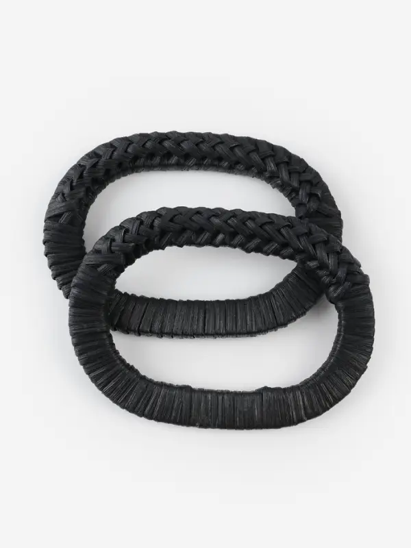 Ручки для сумок деревянные, плетёные, d=9.8&times;5.9 / 13.5&times;9.5 см, 2 шт., чёрные