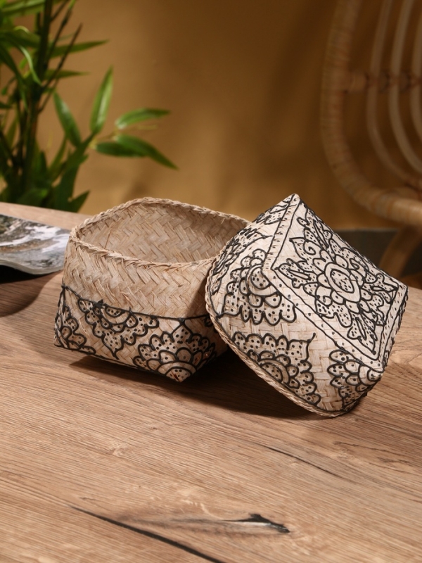 Корзинка плетеная "Бонтанг" бамбук 12х12х10 см, светлая