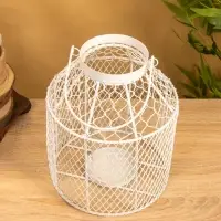 Подсвечник фонарь со стеклянной колбой 20х20х26 см, d 10 см, металл, цв. белый