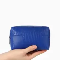 Косметичка ONE COLOR, на молнии, искусственная кожа, синяя