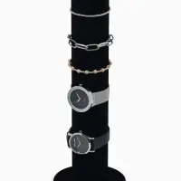 Подставка для часов, браслетов, цепочек &laquo;Тубус&raquo;, флок, 10.5&times;10.5&times;31 см, d=5 см, цвет чёрный