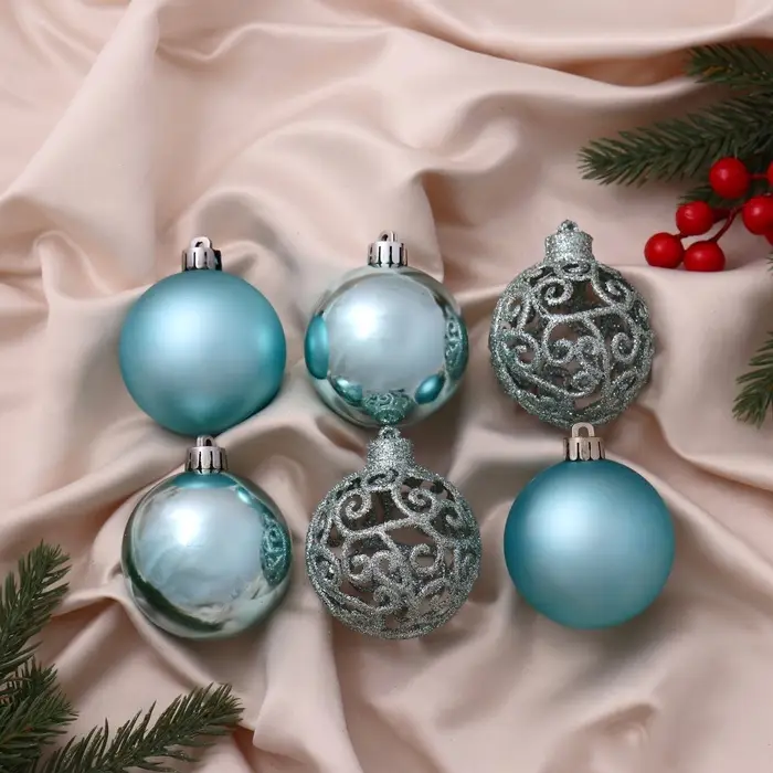 Ёлочные игрушки &laquo;Николь узоры&raquo;, шары новогодние, d=6 см, набор 6 шт.