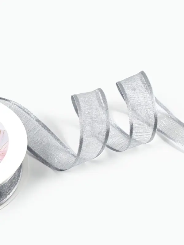 Лента декоративная, капроновая/атласная, 20 мм, 18&plusmn;1 м, цвет серебряный