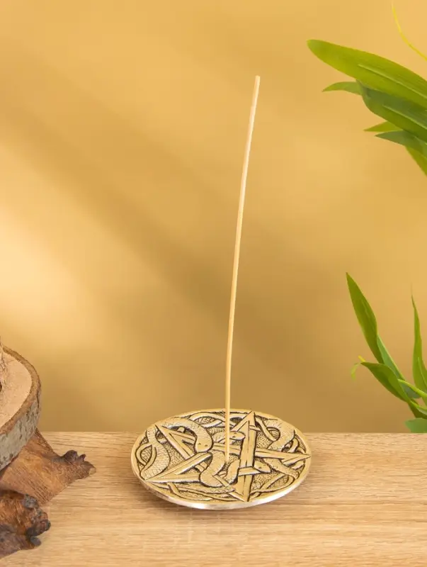 Подставка под благовония  Подставка под благовония "Пентакль и Змеи" алюминий 10,5 см