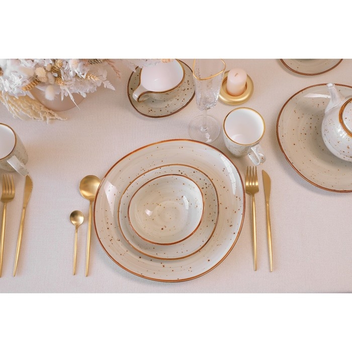 Набор тарелок фарфоровых обеденных Magistro Mediterana, 2 предмета: 31,5×29,7 см, цвет бежевый Набор тарелок фарфоровых обеденных Magistro Mediterana, 2 предмета: 31,5×29,7 см, цвет бежевый