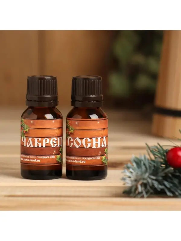 Новогодний набор эфирных масел &laquo;Жаркой баньки&raquo;, чабрец и сосна, 2 шт. по 15 мл