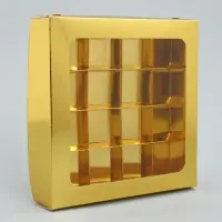 Коробка для конфет, кондитерская упаковка, 16 ячеек &laquo;Золотистая&raquo;, 18.9&times;18.9&times;3.8 см