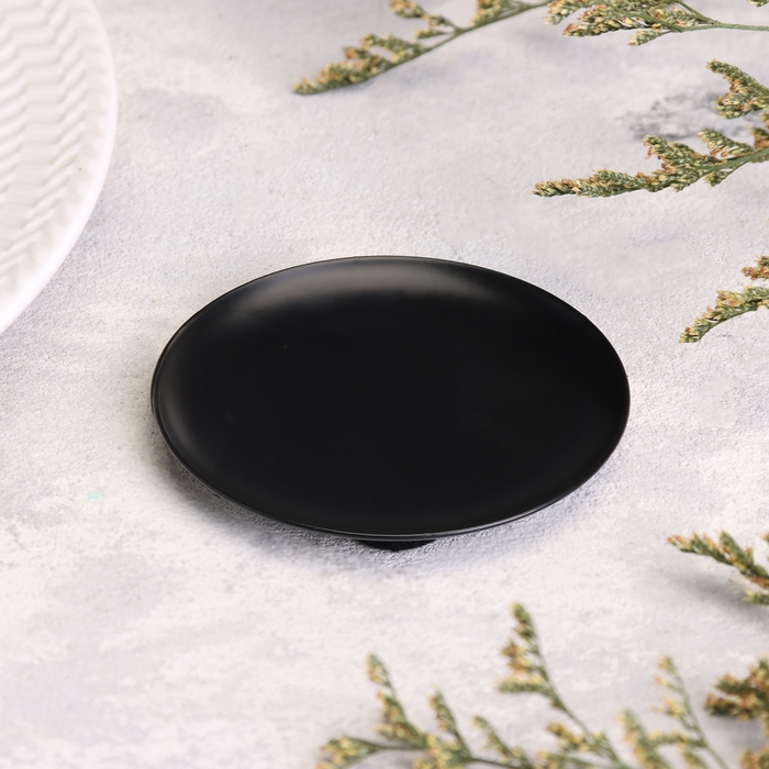 Подсвечник металл  Подсвечник металл "Тарелка", 7,6 см, черный муар