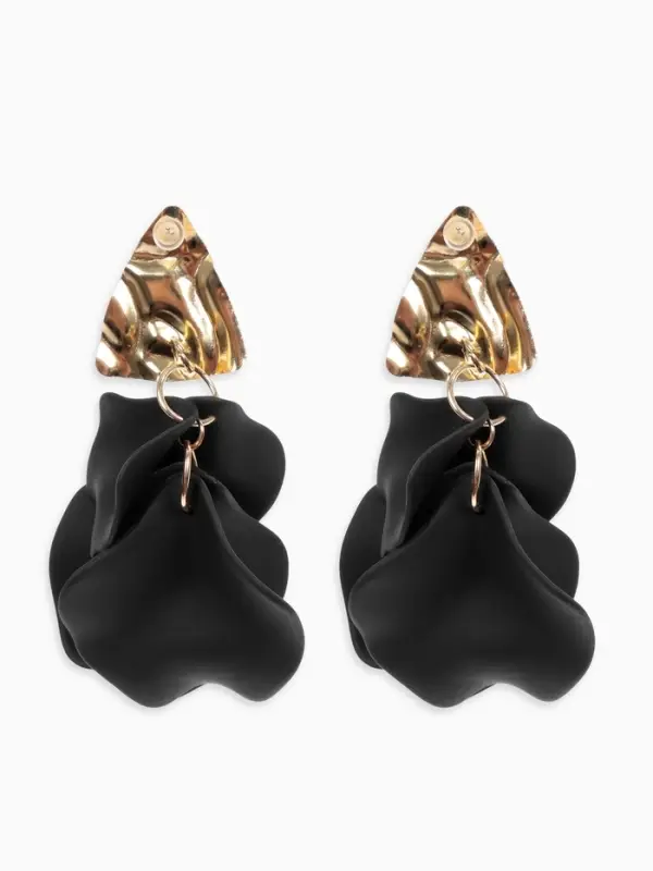 Серьги ассорти &laquo;Ветер&raquo;, мятые треугольники, цвет чёрно-золотой