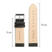 Ремешок для часов, 24 мм, запряжник 75 мм, горт 115 мм, натуральная кожа, черный