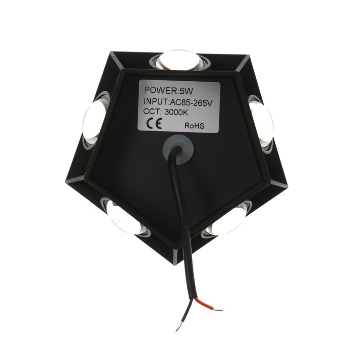 Светильник фасадный «Искра», FSD-052, 5 Вт, 3000К, 5 лучей, IP65, 220 В, пластик, черный Светильник фасадный «Искра», FSD-052, 5 Вт, 3000К, 5 лучей, IP65, 220 В, пластик, черный