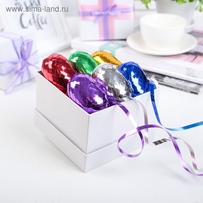 Лента упаковочная глянцевая, ассорти, набор 6 шт., 0,5 см х 10 м Лента упаковочная глянцевая, ассорти, набор 6 шт., 0,5 см х 10 м