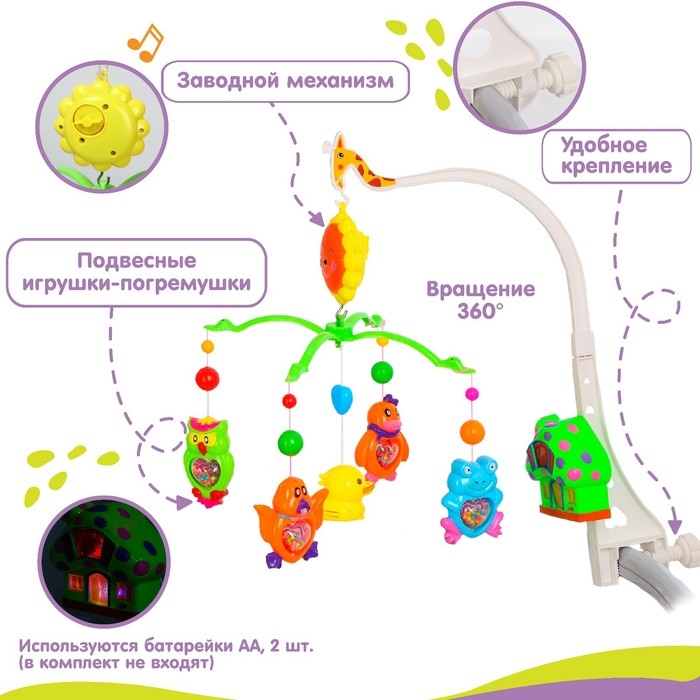 Мобиль музыкальный на кроватку «Пряничный Домик. Малыши», заводной, Крошка Я Мобиль музыкальный на кроватку «Пряничный Домик. Малыши», заводной, Крошка Я