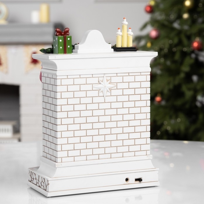 Фигура светодиодная «Чудесный камин», 26х10х18 см, музыка, батарейки ААх3 (не вкомплекте), USB, свечение тёплое белое Фигура светодиодная «Чудесный камин», 26х10х18 см, музыка, батарейки ААх3 (не вкомплекте), USB, свечение тёплое белое