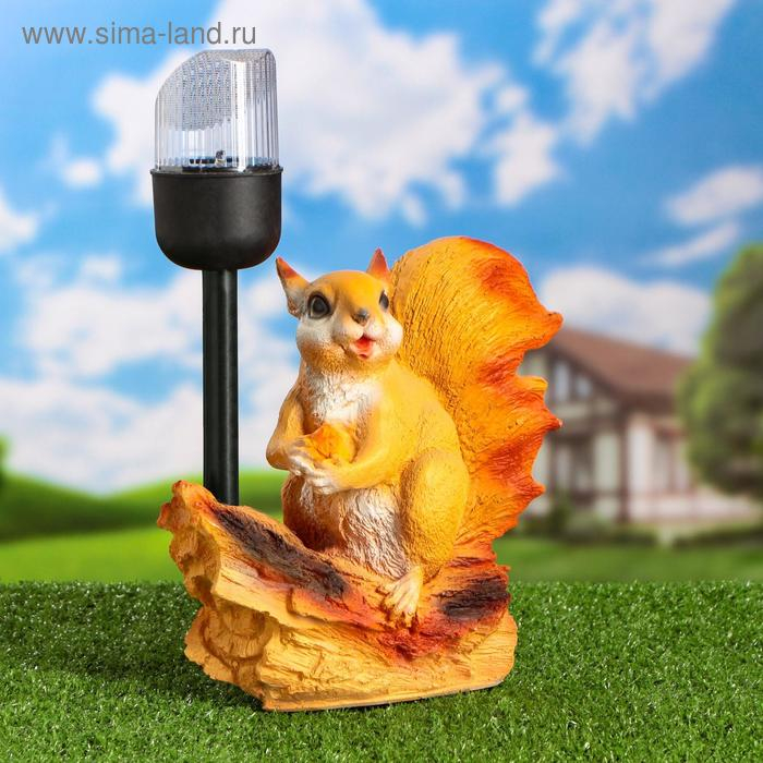 Садовый фонарь  Садовый фонарь "Белка с орешком под фонарем" 24х24см