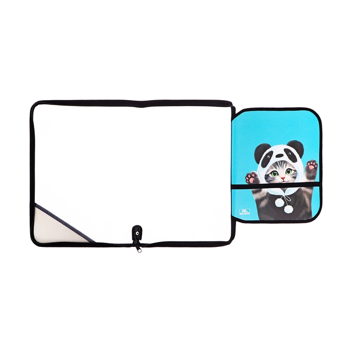 Папка для труда А4, 325 х 230 х 25 мм, молния вокруг, откидная планка, пластиковая, ПТР-1, Calligrata  Папка для труда А4, 325 х 230 х 25 мм, молния вокруг, откидная планка, пластиковая, ПТР-1, Calligrata "Котик панда"