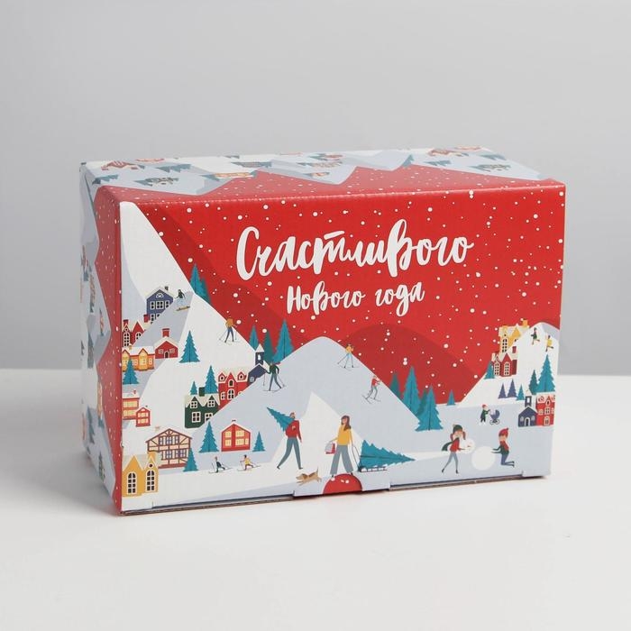 Коробка подарочная новогодняя складная «Зимний город», 22 х 15 х 10 см, Новый год Коробка подарочная новогодняя складная «Зимний город», 22 х 15 х 10 см, Новый год
