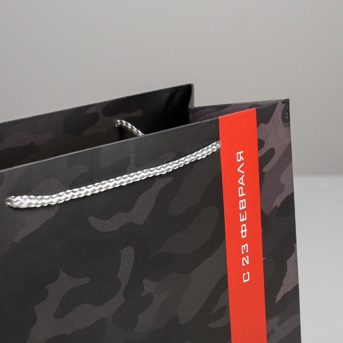 Пакет подарочный ламинированный горизонтальный, упаковка, «С 23 февраля», ML 27 х 23 х 11,5 см Пакет подарочный ламинированный горизонтальный, упаковка, «С 23 февраля», ML 27 х 23 х 11,5 см