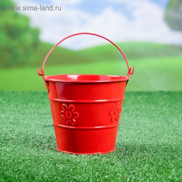 Кашпо  Кашпо "Ведерко Леви" красное, 10х10х10см