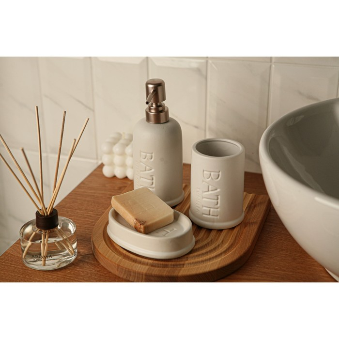 Набор аксессуаров для ванной комнаты SAVANNA «Бэкки», 3 предмета (мыльница, дозатор для мыла 400 мл, стакан), керамика, цвет белый Набор аксессуаров для ванной комнаты SAVANNA «Бэкки», 3 предмета (мыльница, дозатор для мыла 400 мл, стакан), керамика, цвет белый