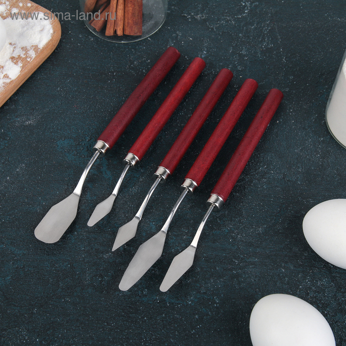 Лопатки - мастихины, 5 шт, цвет коричневый Лопатки - мастихины, 5 шт, цвет коричневый