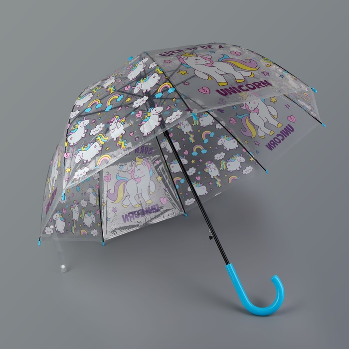 Зонт - трость полуавтоматический «Единороги», 8 спиц, R = 43/60 см, D = 120 см, цвет МИКС Зонт - трость полуавтоматический «Единороги», 8 спиц, R = 43/60 см, D = 120 см, цвет МИКС