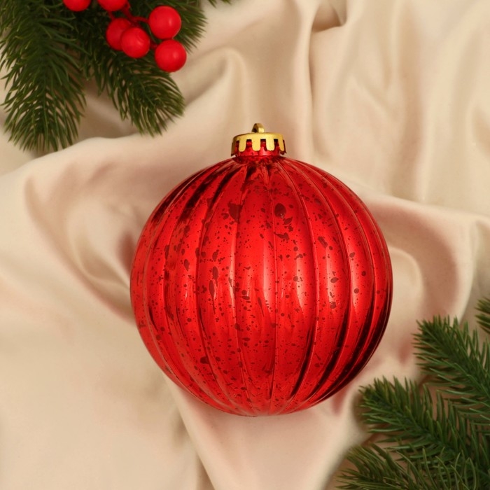 Шар пластик d-11,5 см Шар пластик d-11,5 см "Винтаж" полосы, красный